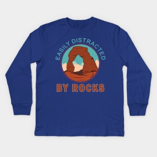 Easily distracted by rocks Kids Long Sleeve T-Shirt